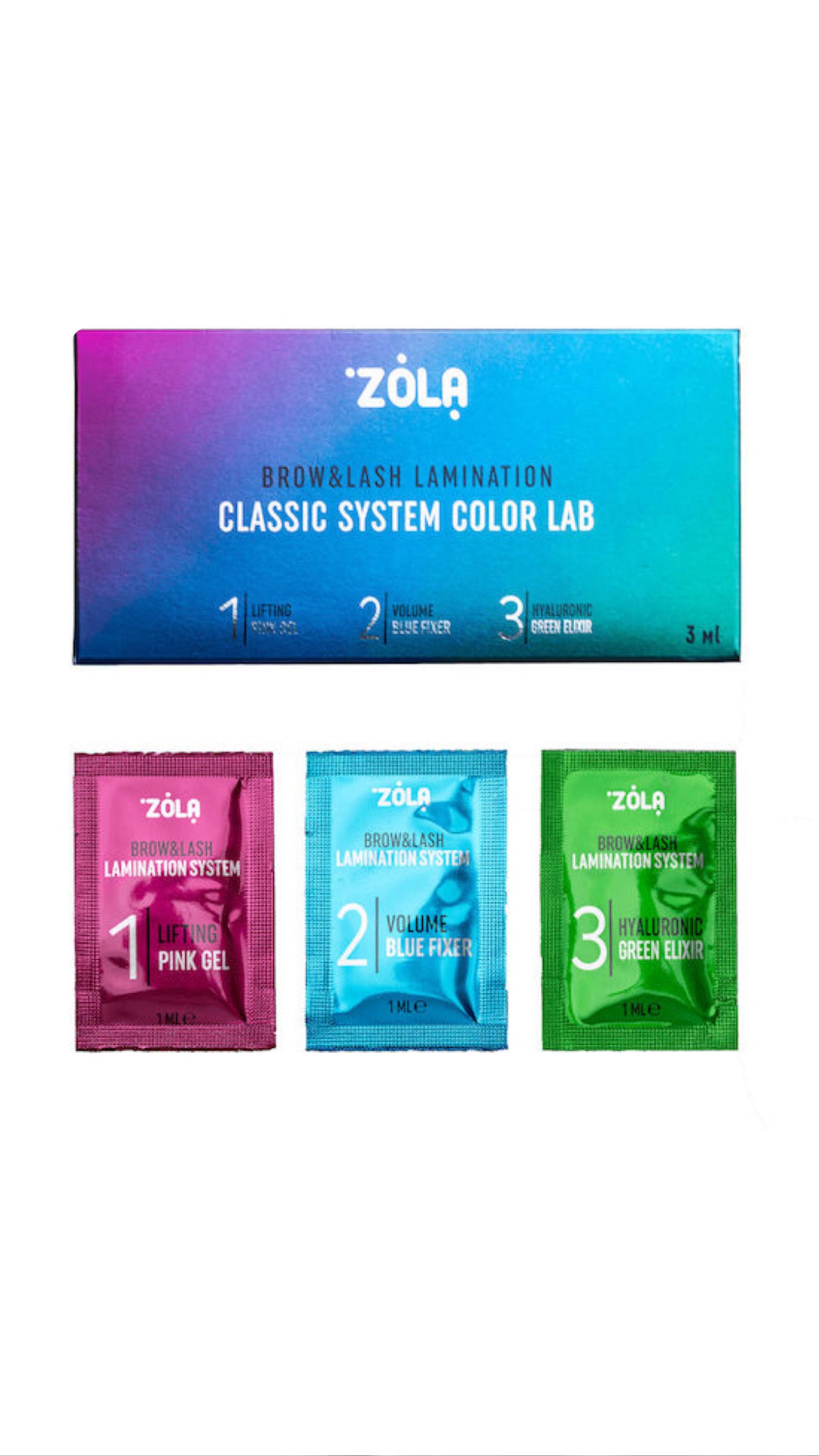 Set Color Lab în pliculeț pentru laminarea sprâncenelor și genelor de la Zola