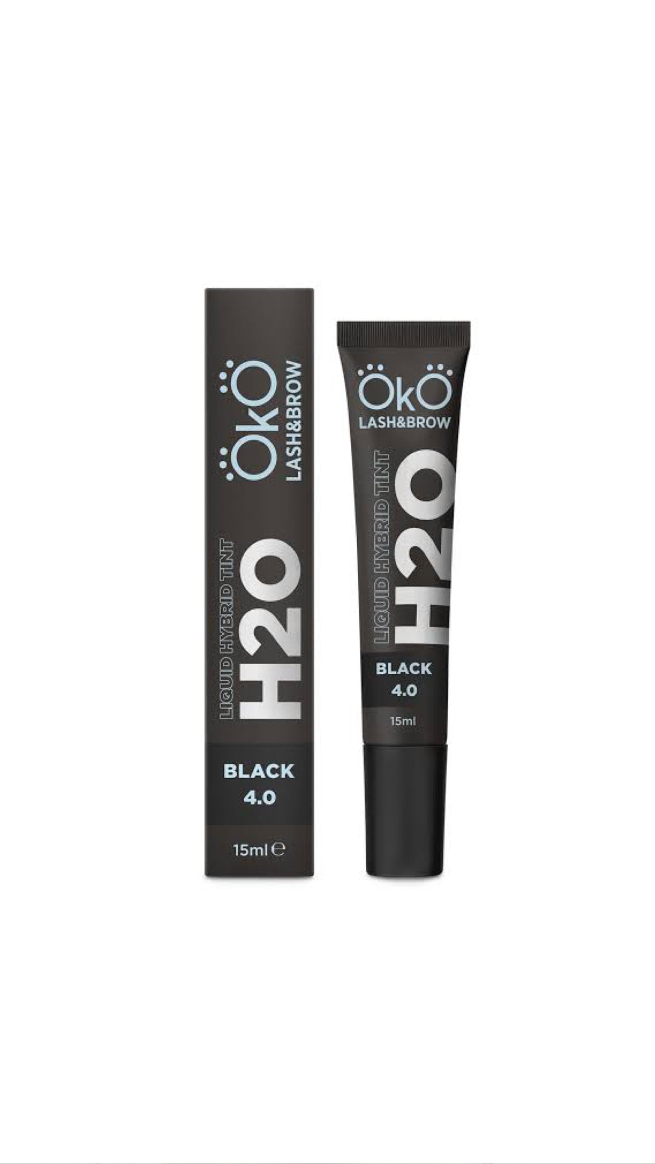 OKO – Vopsea lichidă hibridă pentru sprâncene și gene H2O, Black 4.0, 15 ml