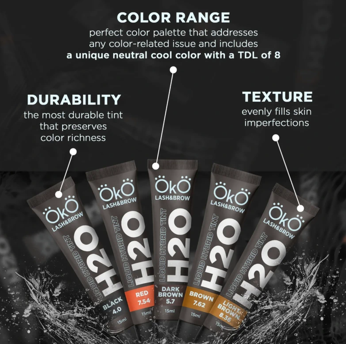 Vopsea pentru sprâncene și gene OKO Liquid Hybrid Tint H2O Red 7.54, 15 ml