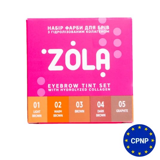 ZOLA – Set de vopsele pentru sprâncene cu colagen Eyebrow Tint With Collagen 5×5 ml (5 nuanțe)